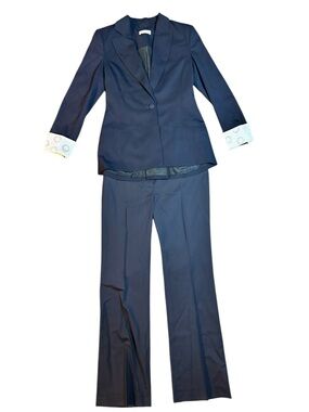 Altuzarra Navy Two-Piece Pantsuit - Classic Tailored Jacket & Trousers 42/40